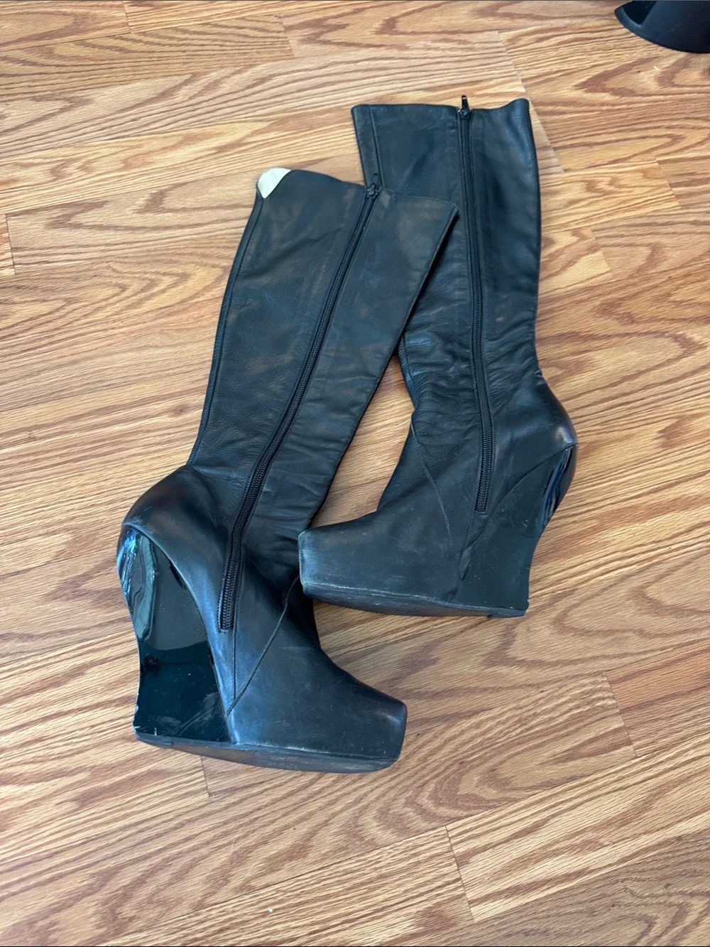 John Fluevog  vampire goth. Wedge Knee-High Boots 7 cosplay